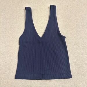 Nikibiki Navy Blue Ribbed‎ Crop Top